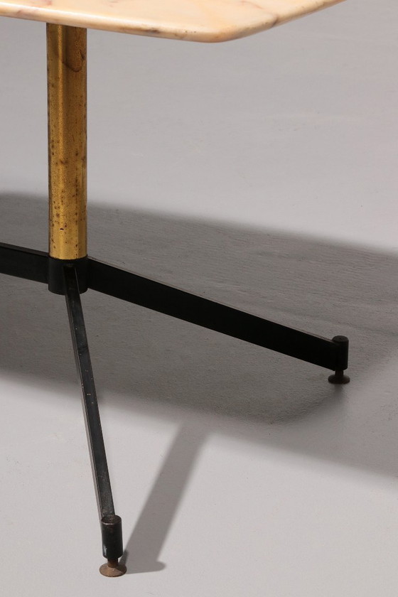 Image 1 of Marble Italy in the Style of Gio Ponti Coffee Table Metal Brass, 1960s