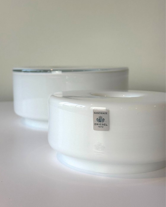 Image 1 of Vintage Zwiesel Opaline Tealight Holders — Set of Two