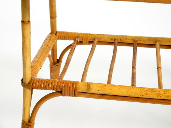 Lovely Small Italian 1960s Bamboo Side Or Coffee Table With A Iced Glass Top, Side tables, Brown, Vintage (photo 16 of 21)