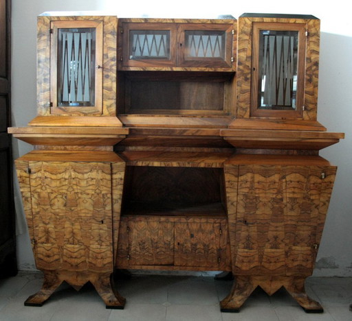 Crédence Art Déco en Bois d'Olivier, Ministre Bottai, Italie, 1933 Design