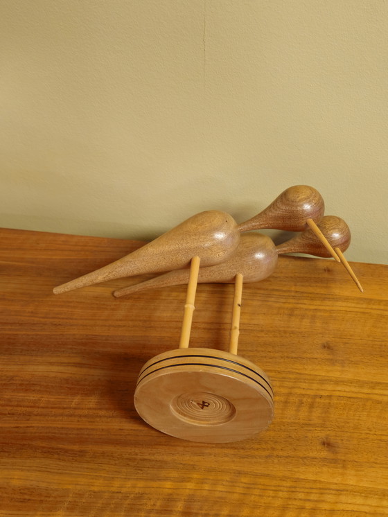 Image 1 of Decorazione in legno d'epoca Pittime reali Pittime reali Uccelli