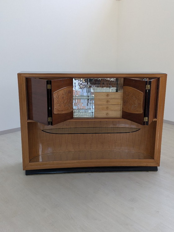 Image 1 of Dassi - Vittorio Dassi - Table d'appoint - Cristal, Bois, Laiton - Intérieur miroir