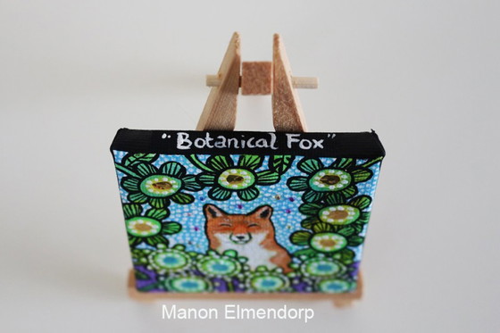 Image 1 of Unique Hand-painted Painting with Donkey Fox Flowers
