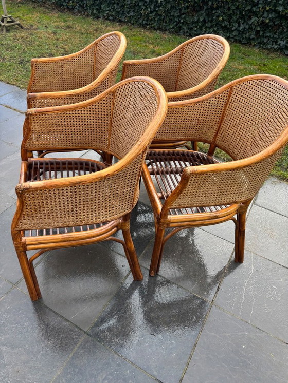 Image 1 of Juego de 4 sillas de ratán estilo MCGuire