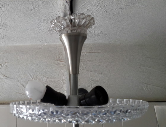 Image 1 of Lampada a sospensione in stile Art Déco in vetro con corona