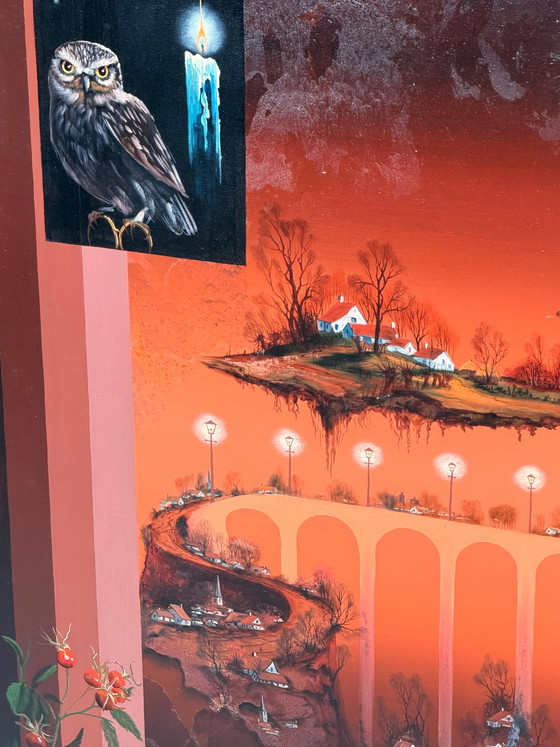 Paul Boonaert – “Wat Baten Kaars en Bril” – Framed Surrealist Artwork – Paintings & Drawings (photo 4 of 6)