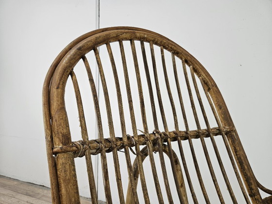 Poltrone vintage in rattan, set di quattro, Sedie da giardino, Marrone (foto 15 di 15)