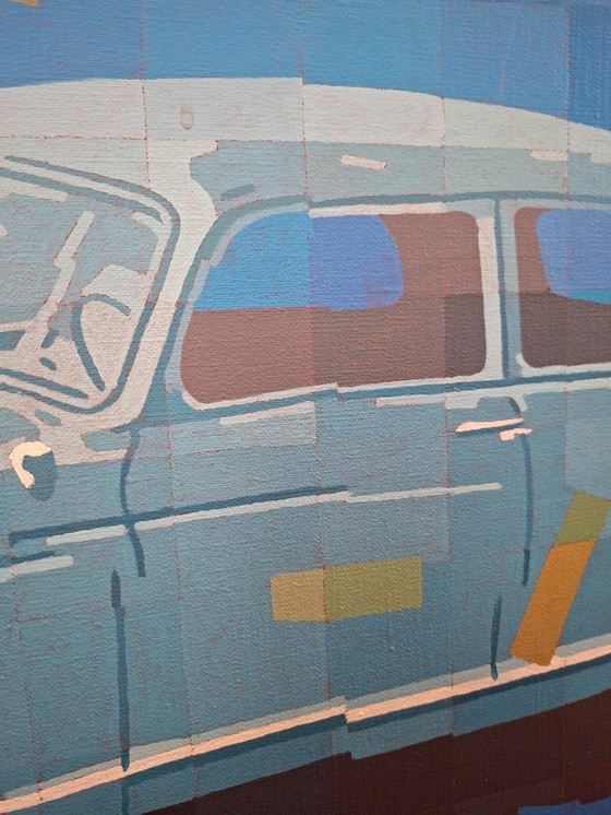 Image 1 of Großformatiges Gemälde von J (Sjef) Toby – Mercedes 180 – Pop-Art-Auto von 1985
