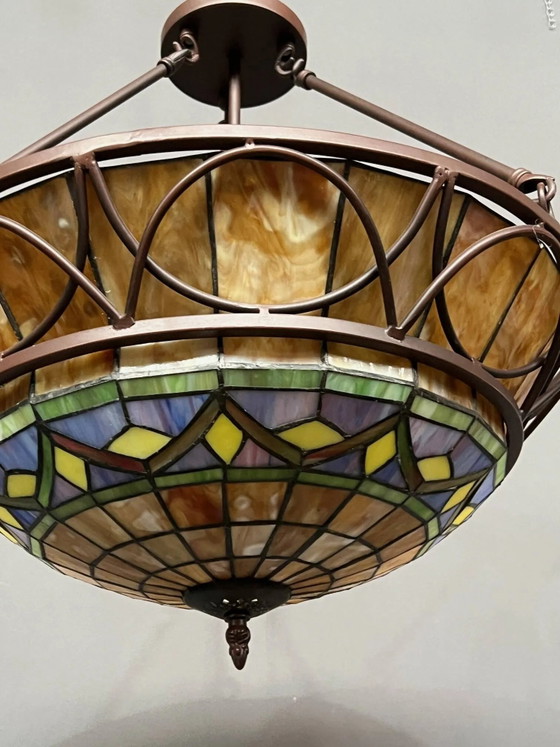 Grande lampada Tiffany. – Lampade a sospensione, Crystal, Metal, Art Deco (photo 3 of 6)