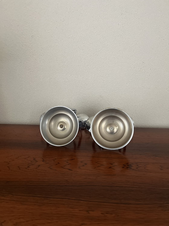 Image 1 of Set of Art Deco chrome candle holders Demeyere 1930s