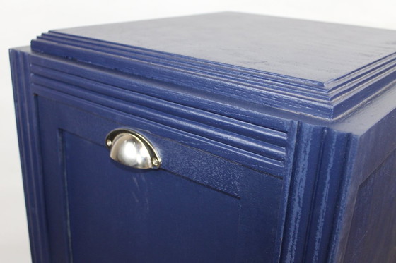 Image 1 of Art Deco middernachtblauwe ladekast, jaren 50 Frankrijk