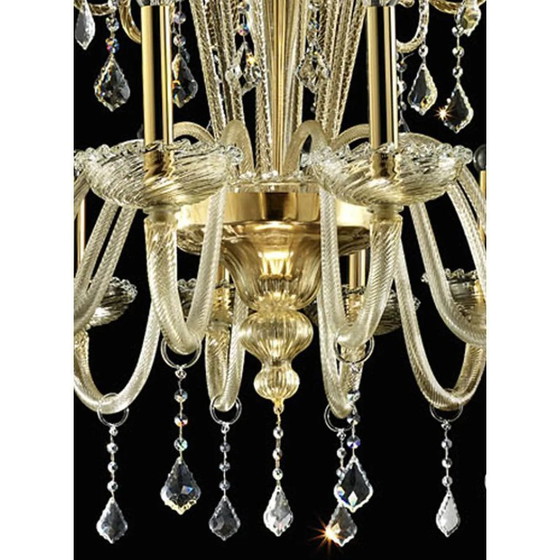 Image 1 of Prunkvoller venezianischer Kronleuchter im imperialen Stil mit goldverziertem Muranoglas