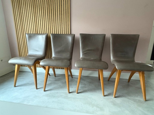 Set Van 4 G. Van Os Culemborg Dining Chairs – eetkamerstoelen, Wood, Leather