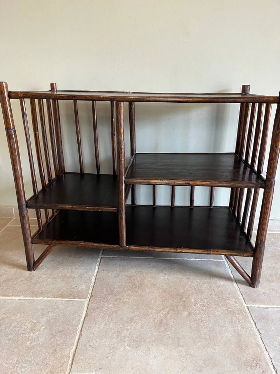 Bruin rotan console rek – Wandrek, Wicker, Rattan, Vintage (photo 4 of 18)