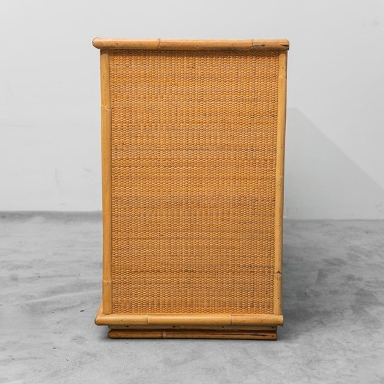 Image 1 of GEMODERNISEERD VINTAGE DRESSOIR VAN BAMBOE EN ROTAN UIT DE JAREN 70