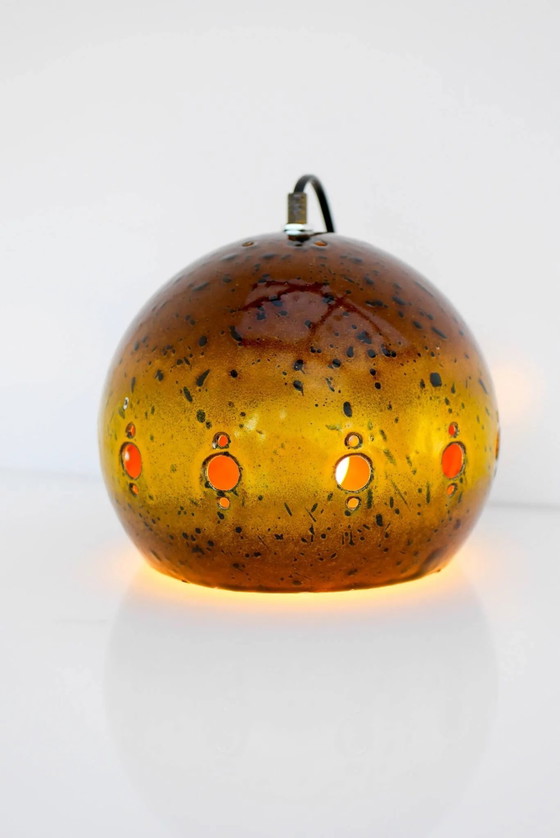 Image 1 of Suspension vintage émaillée attribuée à Hustadt Leuchten, années 1970
