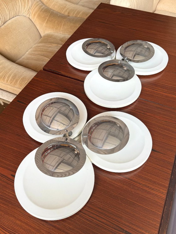 Image 1 of Set of two vintage space age sconces with chrome discs