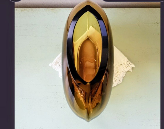 Image 1 of Amber art vase. Characteristic Sommerso technique.