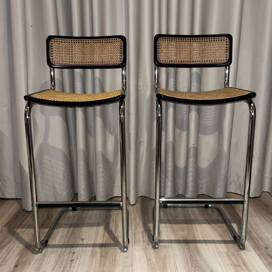 Image 1 of Coppia di sgabelli da bar in stile S32, ispirati a Marcel Breuer, anni '70