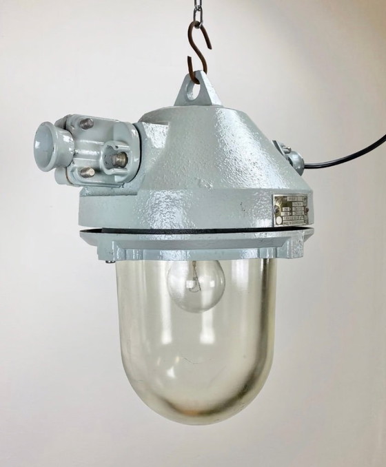 Image 1 of Lampada a sospensione antideflagrante industriale grigia, anni '70
