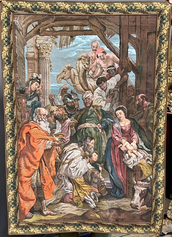 Wandtapijt gebaseerd op het schilderij "De Aanbidding der Wijzen" van Peter Paul Rubens. – Wanddecoratie (photo 7 of 7)