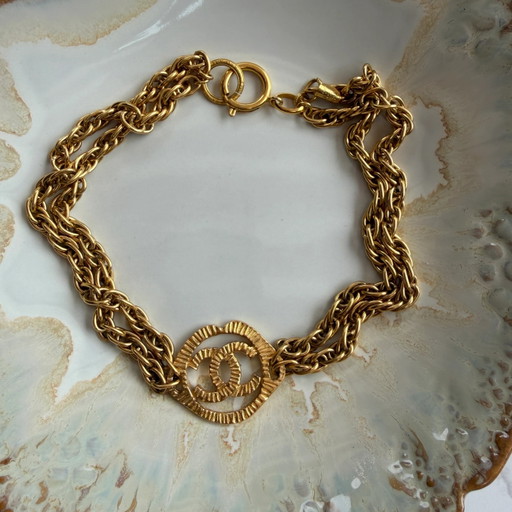 Chanel Vintage CC Choker Halskette 24k vergoldet