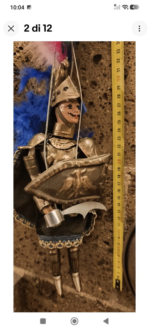 Orlando Sicilian Pupo Vintage 32cm – decoratieve objecten, Metal, Textile (photo 2 of 13)