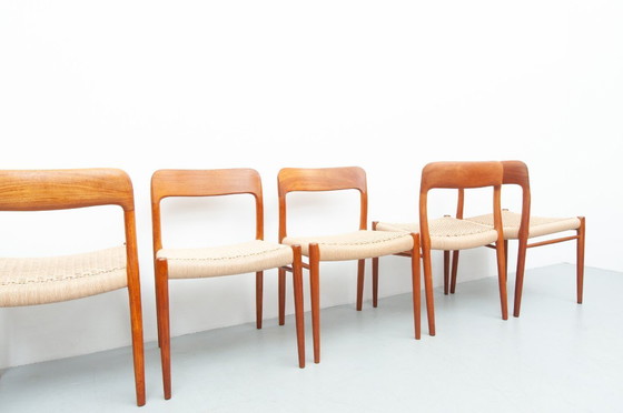 Image 1 of 6x dining chairs model 75 made of teak by Niels Otto Møller for J. L. Møller Møbelfabrik (1950s)