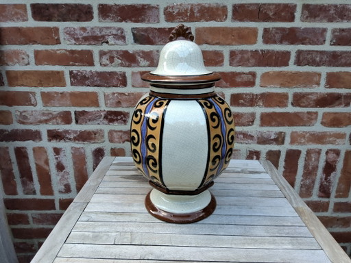 Antique Art Deco potiche or lidded vase by Auguste Mouzin & Cie from Wasmuel, 1920s – vazen, Ceramic