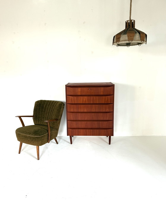 Image 1 of Vintage hanglamp in wol & riet ‘60