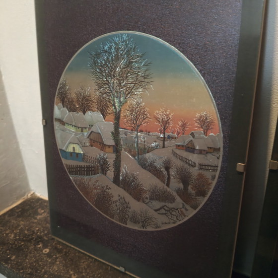 Complete vintage Four Seasons-set – Ivan Štefánek – jaren 80 Dufex foliekunst – Wanddecoratie, Glass (photo 4 of 14)