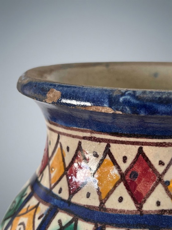 Marokkanische Vase auf Sockel aus Bemalter Keramik – Fès - 20 cm – Vasen, Ceramic (photo 7 of 9)