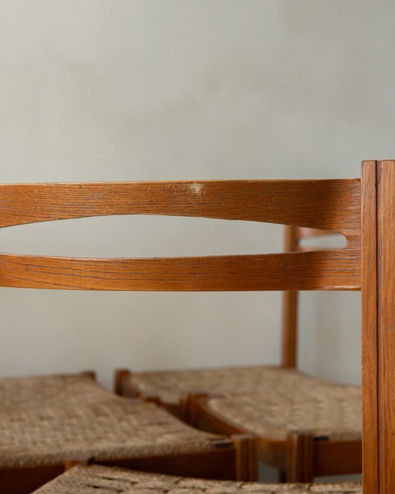 Image 1 of Vintage Italian Rustic Modern Dining Chairs by Snaidero, 1970s, Set of 5