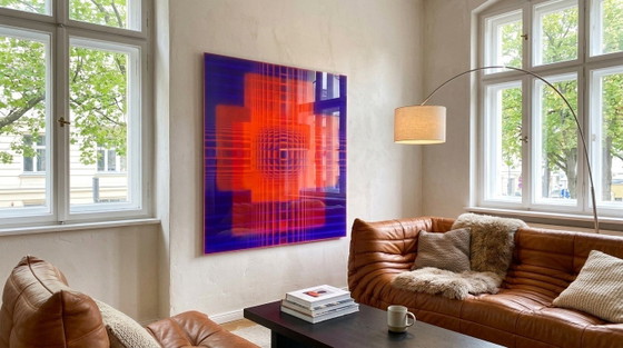 Abstract color field painting, geometry – play of colors, neon | Fluorescent art | XXL 1.0 cm cast acrylic (photo 4 of 4)