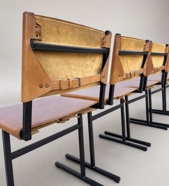 5 sedie Memento — Jesse Sanderson per WDSTCK, pelle color cognac – Sedie da pranzo, Leather, Metal (photo 7 of 15)