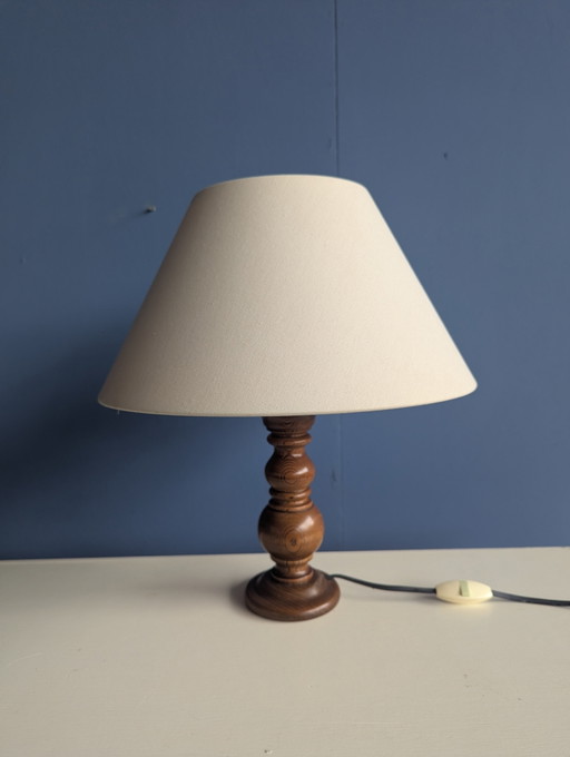 Vintage table lamp beige/wood