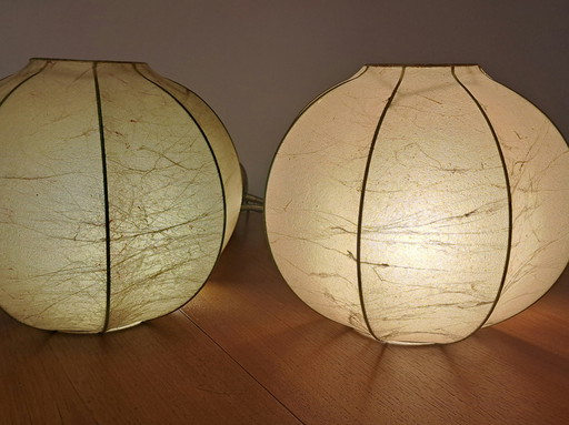 2 originale Vintage-Kokon-Lampenschirme – Mid-Century Modern Design (1950er–1970er)