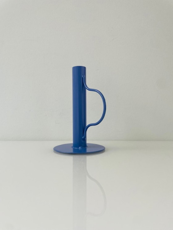 Image 1 of Modern lavender-colored metal candlestick