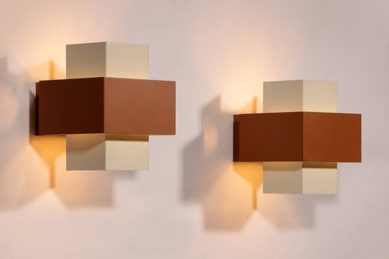 Image 1 of Pair of Geometric Philips Wall Lights, 1960