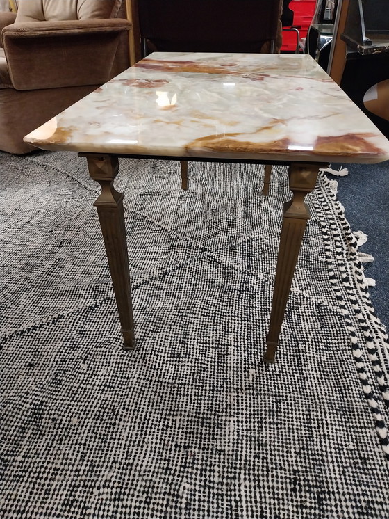 Image 1 of 1 x French onyx brass table in Empire style. 1960s