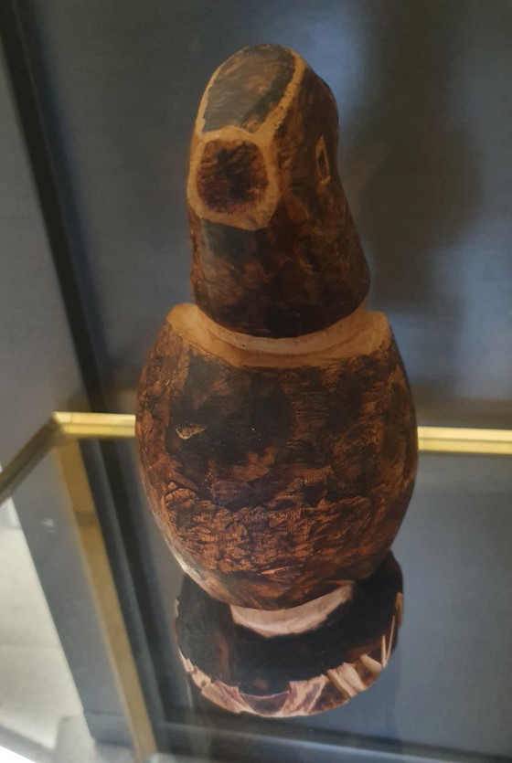 Image 1 of Brutalist wooden sculpture of a bird – hand-carved – mid-century vintage – 22 cm