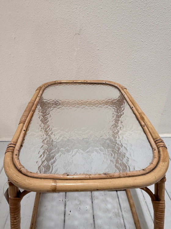 Tavolino vintage Rohe Noordwolde con vetro strutturato – Rohé Noordwolde, Tavolini da caffè, Rattan (photo 3 of 9)