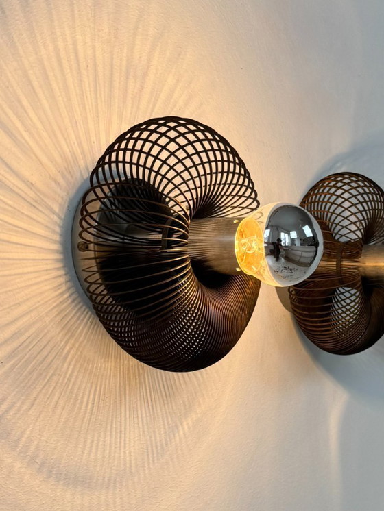 Image 1 of Set of 3 vintage metal wall lights, France 1970