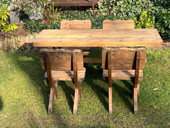 Image 1 of Robusto conjunto de jardín rústico de madera maciza con forma de tronco de árbol / cabaña