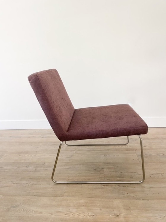 Set | 2 Stuks | Vintage Fauteuils | Herstoffeerd Paars – Cozi Caza, Polyester, Metal (photo 12 of 14)