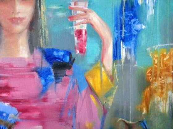 Original Oil Painting Abstract Expressionism Figurative Carnival – Paintings & Drawings, Canvas (photo 9 of 10)