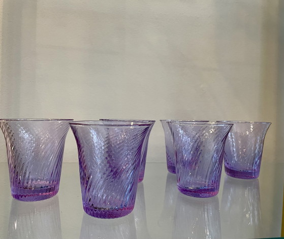 Image 1 of Mondgeblazen, gedraaide alexandriet waterglazen