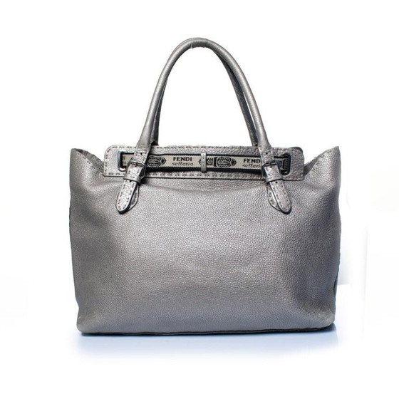 Image 1 of Fendi, silver selleria grand borhese leather handbag
