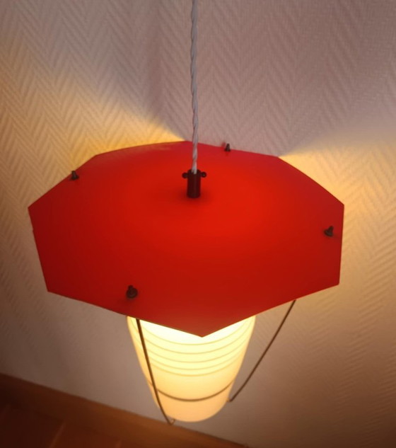 Image 1 of Lampada a sospensione vintage in vetro e plexiglas, anni '60