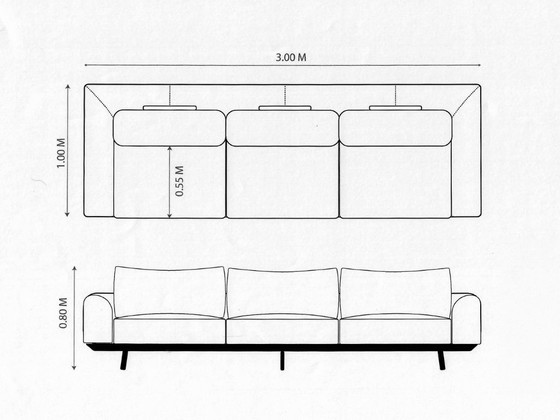 Image 1 of Juego de 2 elegantes sofás de cuero con estilo de mediados de siglo.